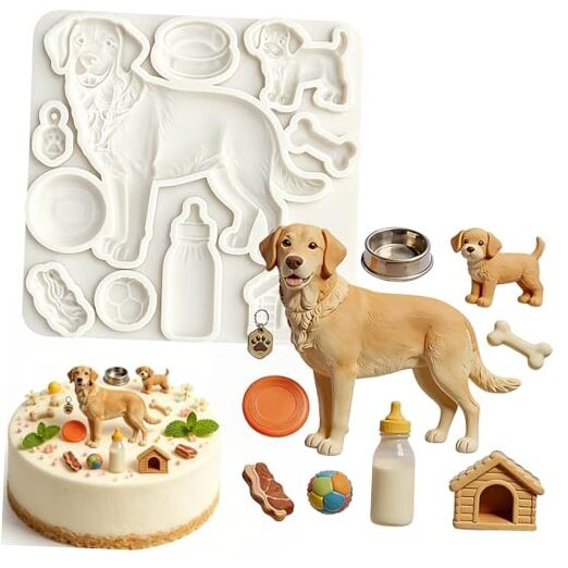 1 Pc Dog Silicone Mold Set, 3D Puppy Pet Accessories Fondant Mold for Cake
