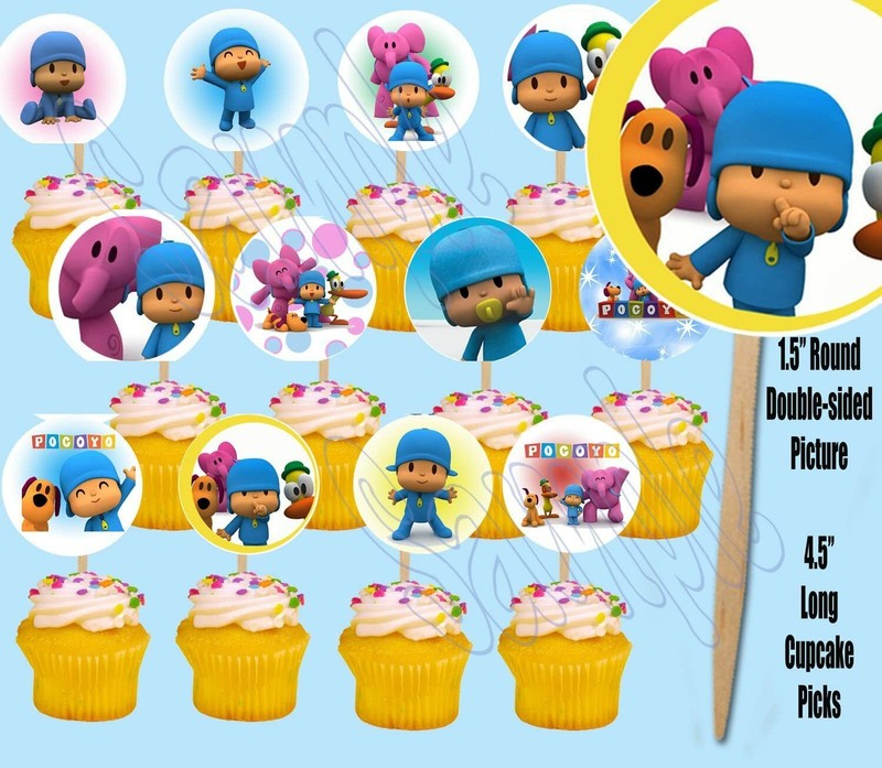 Pocoyo Double-sided Images Cupcake Picks Cake Topper -12