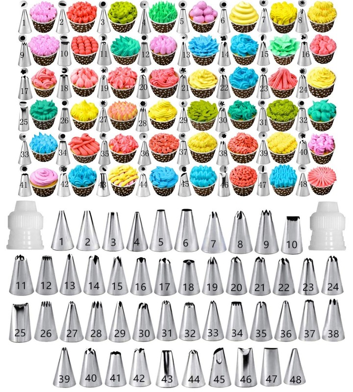 48 PCS Piping Tip Set Decorating Tips Icing Coupler Kit with Instructions