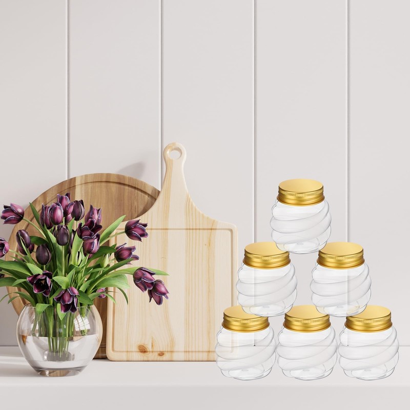 50 Pcs 2 oz Mini Honey Jars Party Favors in Bulk Honeycomb Plastic Jars with ... gallery