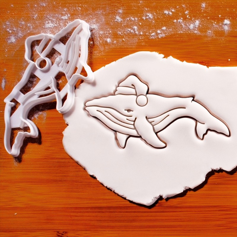 Christmas Humpback Whale Cookie Cutter – Santa Hat marine wildlife ocean animal