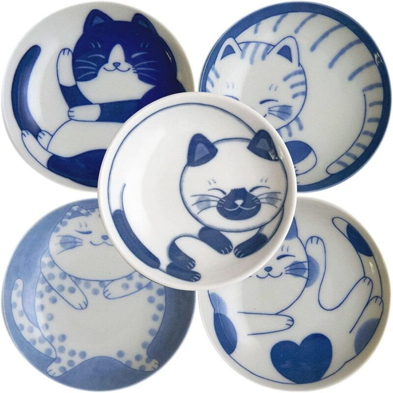 LOVE JAPAN Dessert Sushi Soy Sauce Salad Small Plate Small, Sleeping Cat
