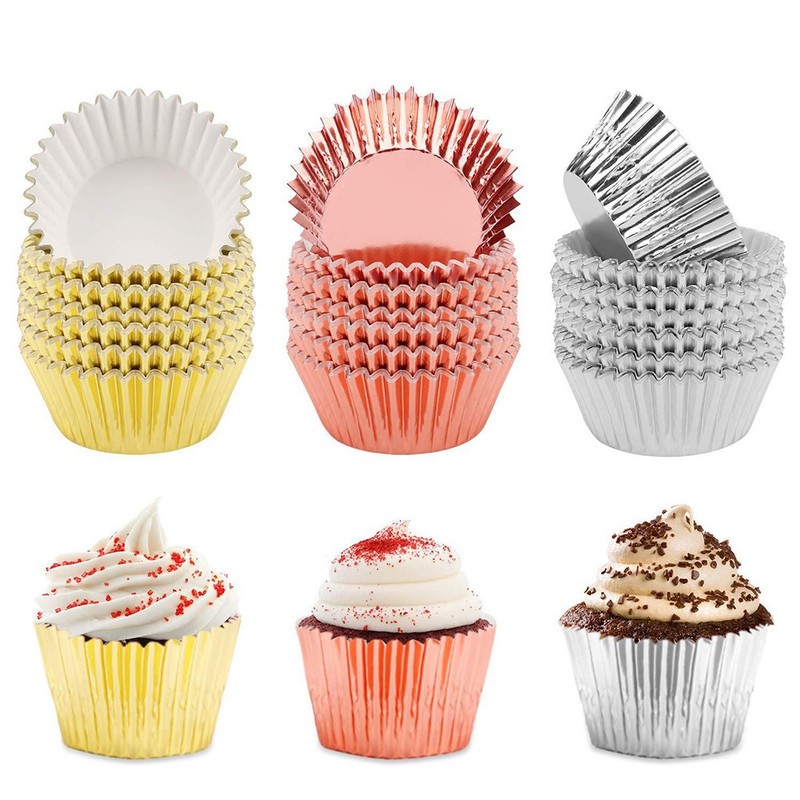 200 Pcs Aluminum Foil Cake Liners Paper Muffin Cups Baking Cake Wrappers gallery