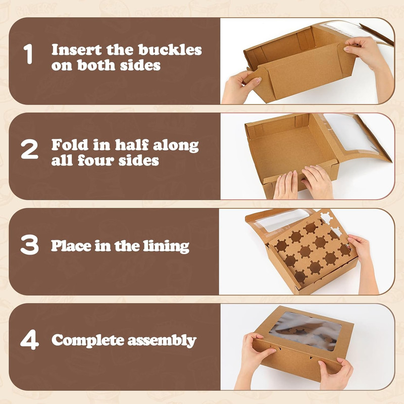 3 Pack Cupcake Boxes, Hold 12 Standard Cupcakes, Cupcake Containers with Window gallery