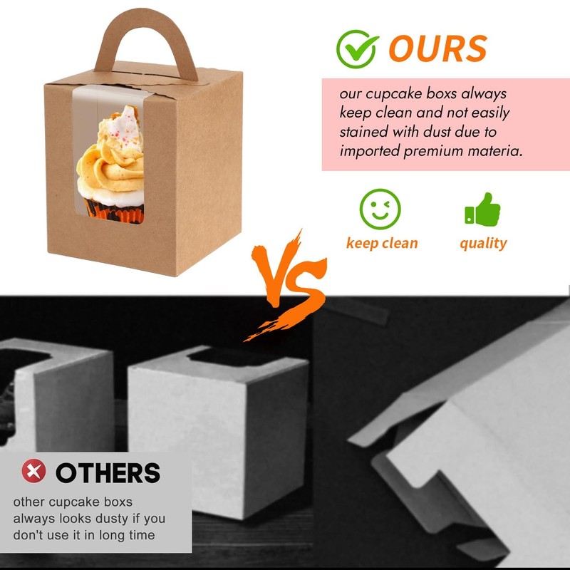 70 Packs Kraft Cupcake Boxes Individual Cupcake Holders Disposable Brown Cupc... gallery
