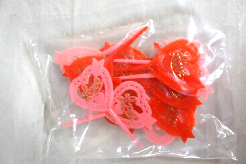 Valentine's themed cupcake picks, 12 ct / NEW / pink / red gallery