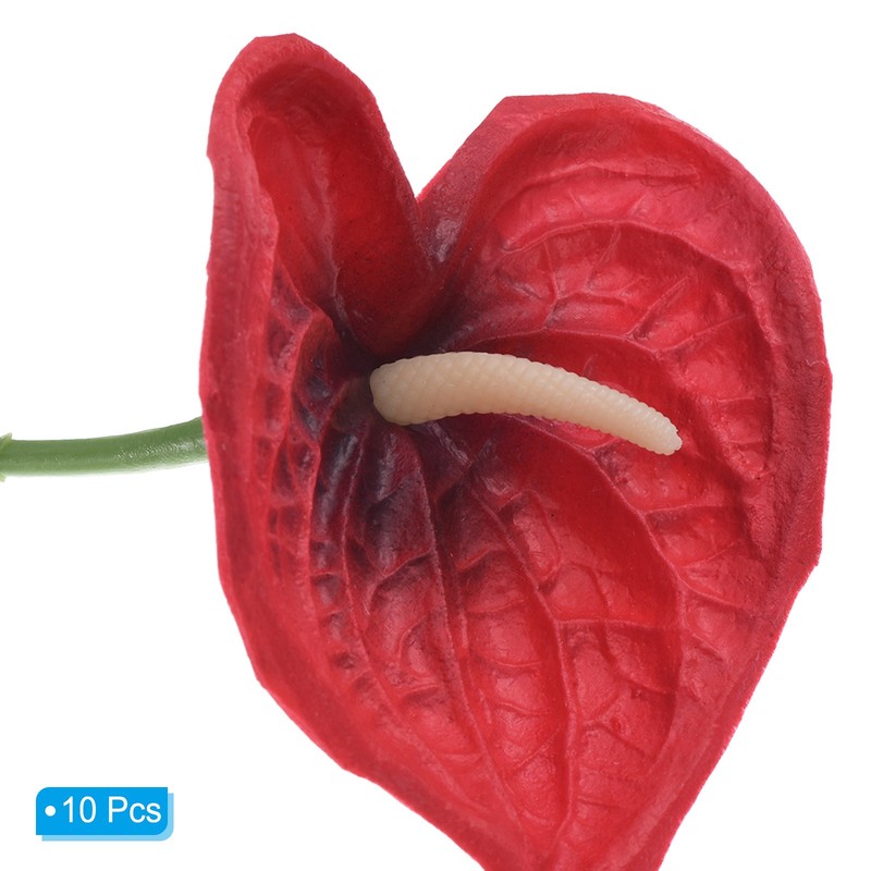 10Pcs 13" Artificial Anthurium Lily Flowers Floral Bouquet Decor, Black Red gallery
