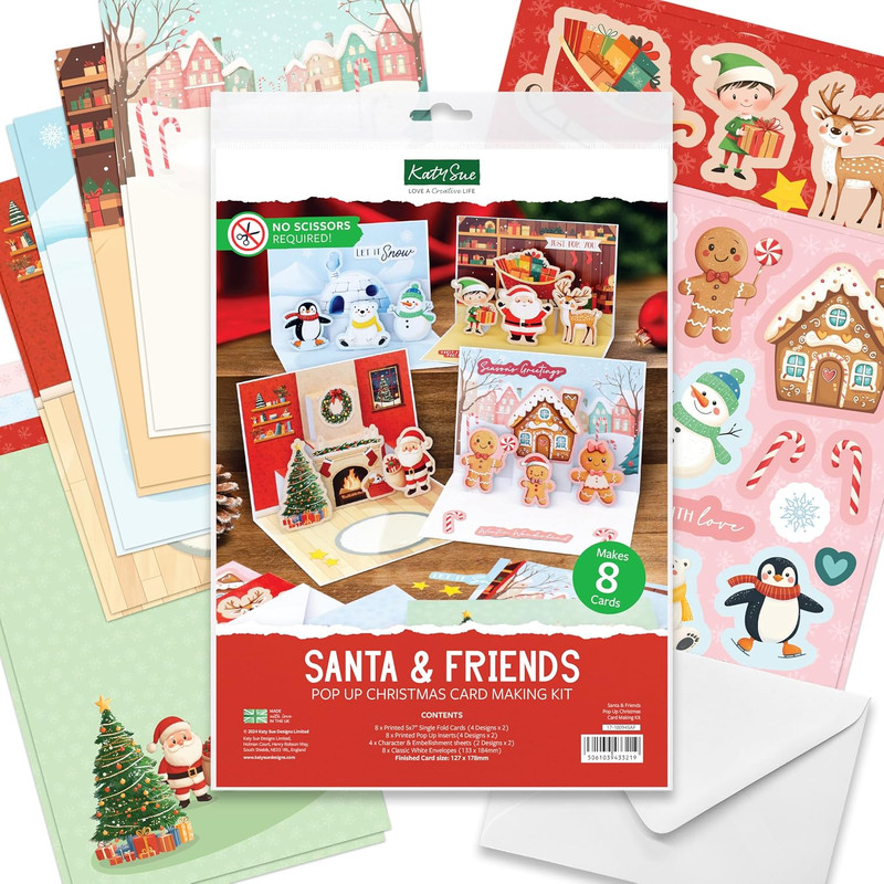 Santa & Friends Pop up Christmas Card Making Kit. Makes Eight 5 X 7 Inch Christm gallery