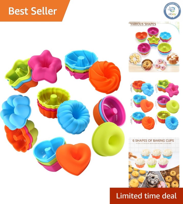24-Pack Nonstick Silicone Molds – Ideal for Donuts, Muffins & Jello Treats