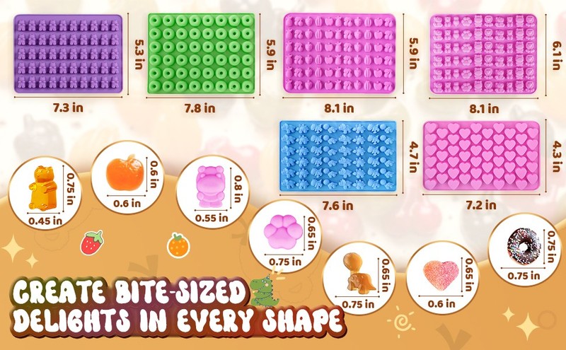 Gummy Bear Molds Silicone 32PCS, Non-stick Chocolate Candy Mold 18 Shapes for gallery