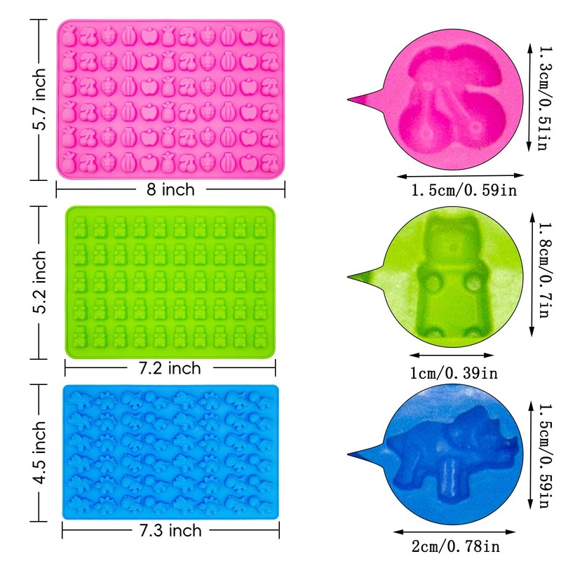 Gummy Candy Molds - Silicone Mini Gummy Bear/Dinosaur/Fruit Snack Molds with ... gallery
