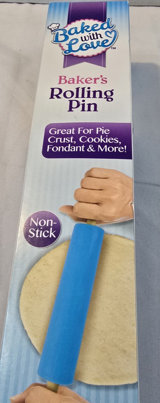Artskills Baked With Love Non-stick Rolling Pin- lot of 2 NEW - blue/wood handle gallery