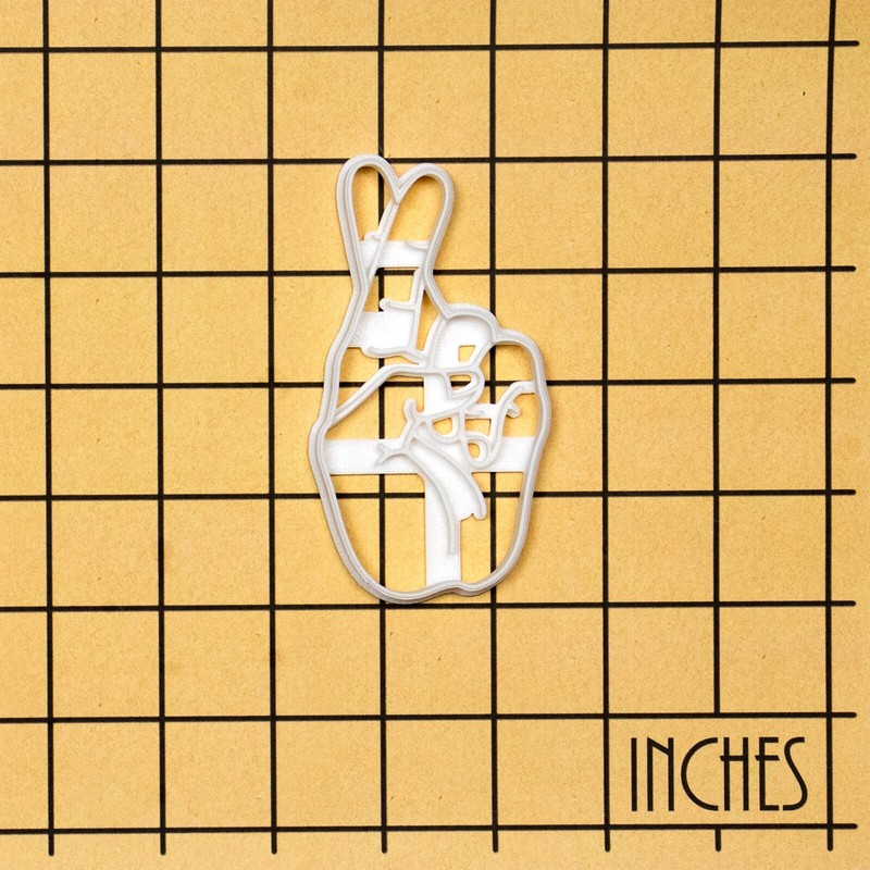 Hand Sign Luck Cookie Cutter - fingers crossed new job good luck exam test prep gallery