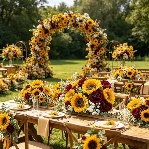 24PCS Fake Rustic Combination Flowers Artificial Yellow, White, Red, Green. gallery