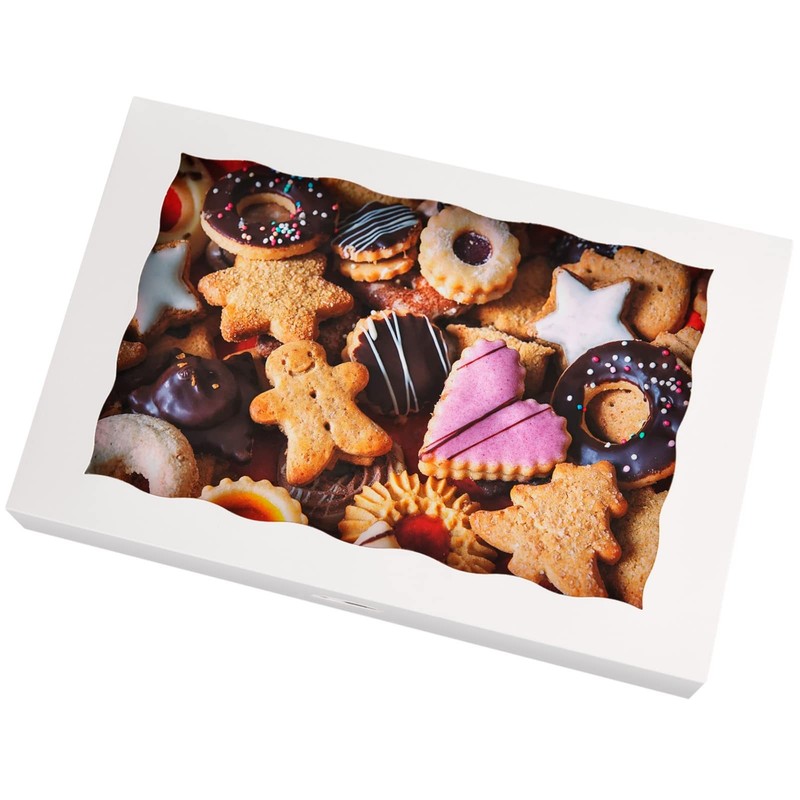 8-Pack White Bakery Box12x8x2.5inch,Large Pastry Cookie for Donuts,Muffins wi…