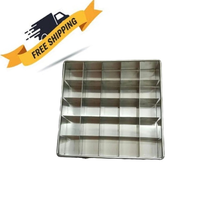 Brownie Divider Pan 25 Slot 7×7″ Removable Cutter Aluminum Baking Mold Free Ship