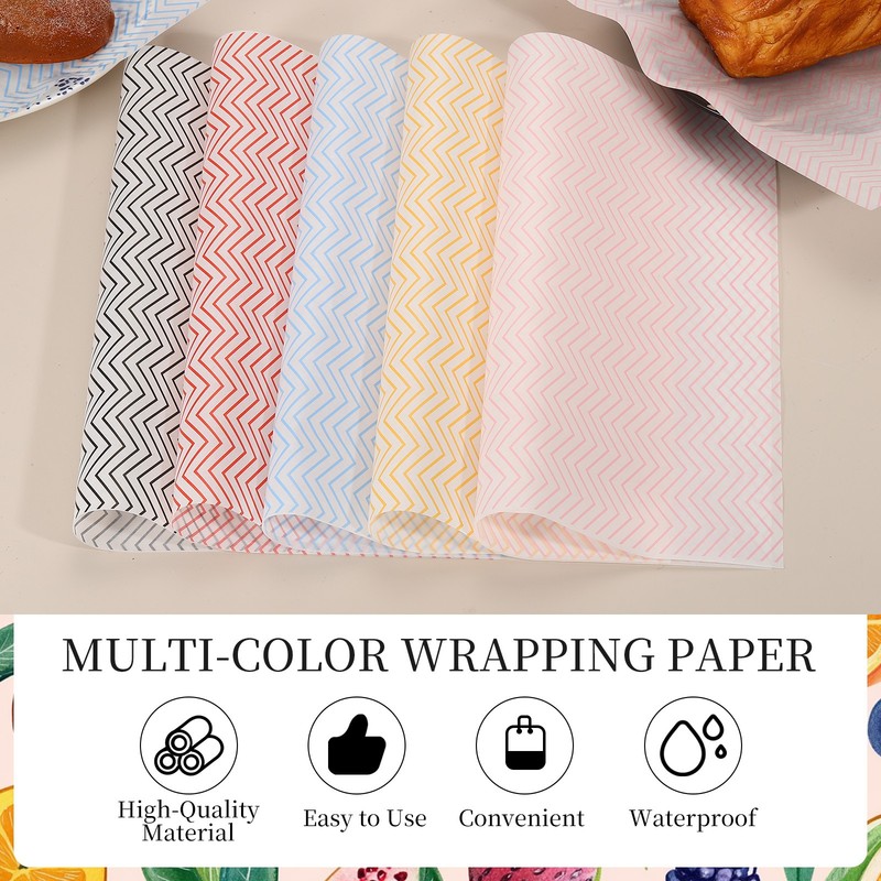 100 Pack Wax Paper Sheets, 11.8" x 11.8" Wavy Stripes Wrapping Paper, Orange gallery