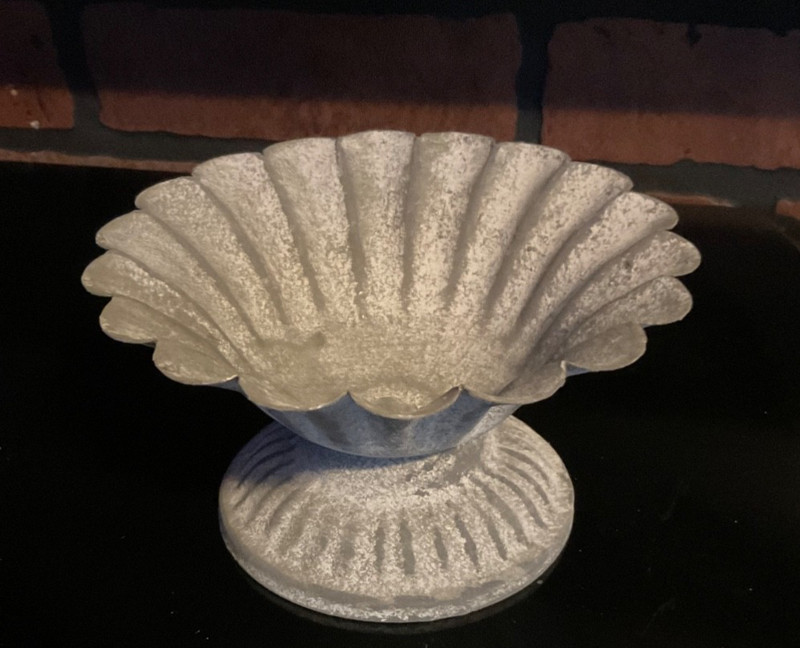 5” Galvanized Metal Compote Rustic Farmhouse Pedestal Candle Holder gallery