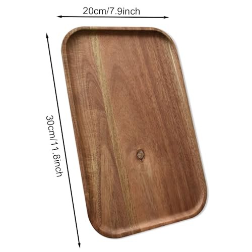 Wooden Server Trays,Acacia Wood Plate,Rectangular Dessert Platter for 1 gallery