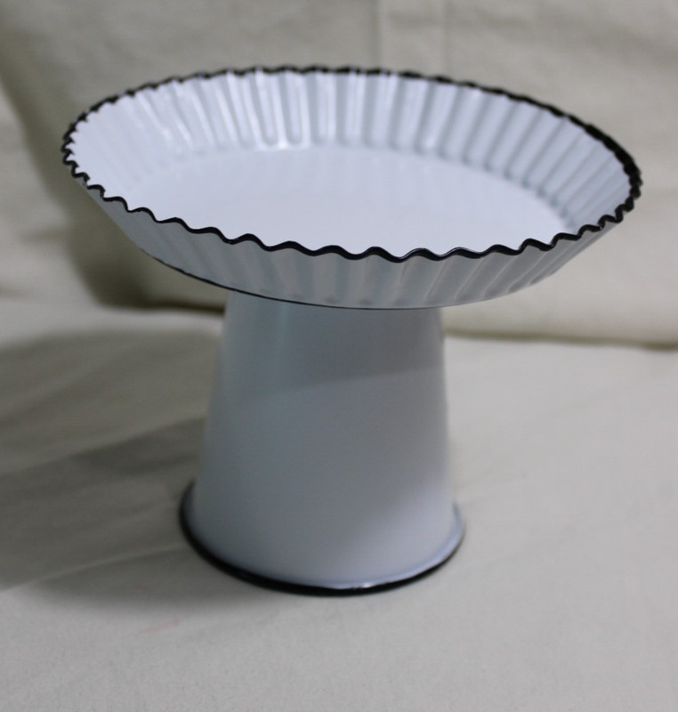 Small White 5 1/2" Tin Ruffled Mini Pedestal Stand, Hobby Lobby, Cupcake, Cookie