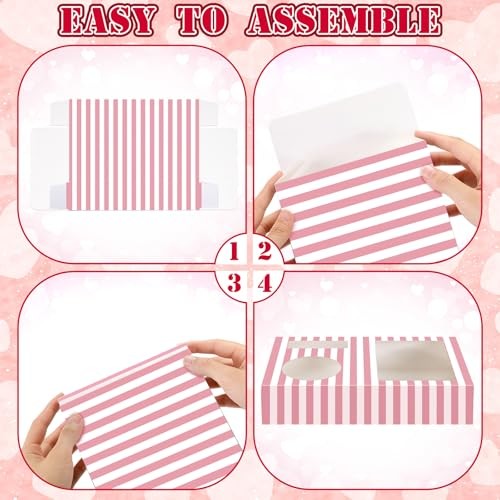 Dunzoom 20 Pcs Movie Night Supplies Movie Night Paper Snack Trays Pink Stripe gallery