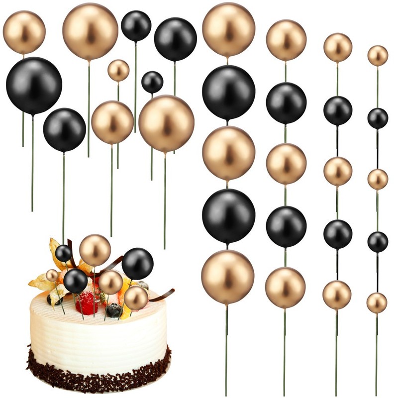 30 Pcs Golden Ball Silver Decoration Plug-in Baby Cake Decorations