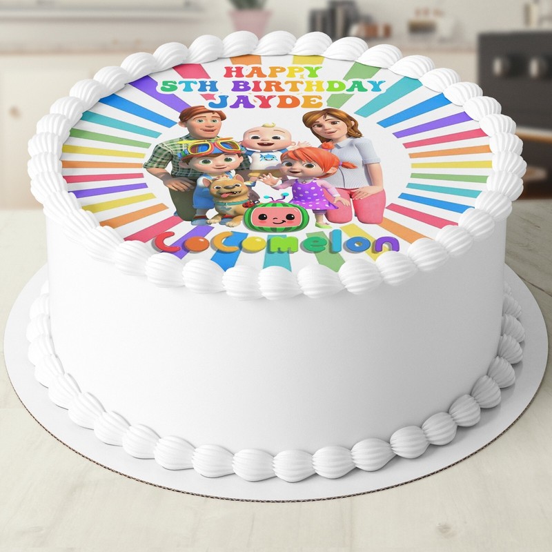 Cocomelon Pre-cut Round Edible Icing Cake Topper