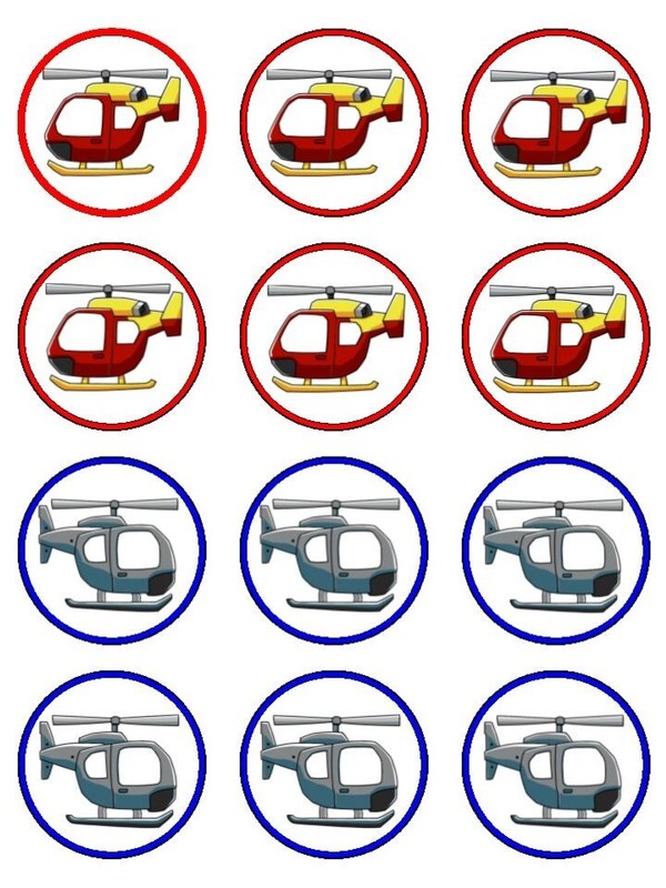 Helicopter Edible Icing Cake Toppers Aircraft Cake Decoration (2 Sizes)