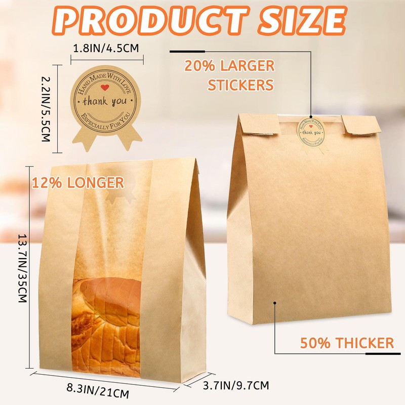 50 Pcs Bread Bags for Homemade Bread, Sourdough Paper With Window, 50% Thicke... gallery