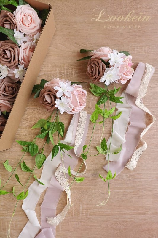Lookein Set Of 8 Pew Flowers For Wedding Ceremony Chair Decorations Bench gallery