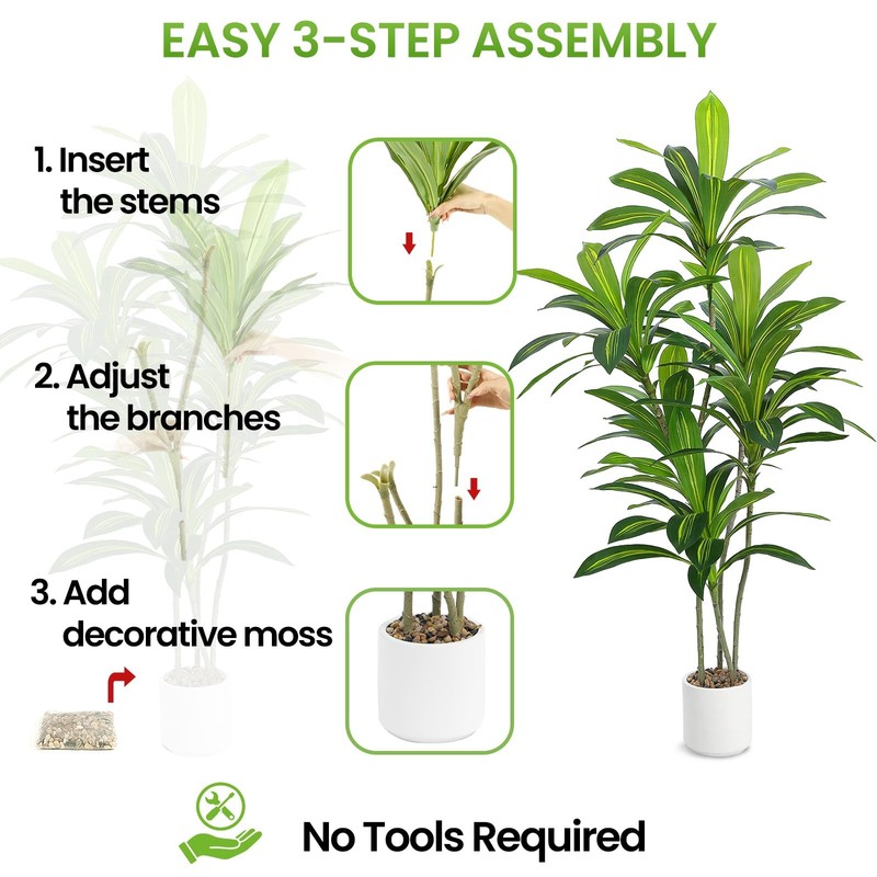 Upbud Artificial Dracaena Tree 5Ft Tall Fake Plant Real Touch Planter gallery