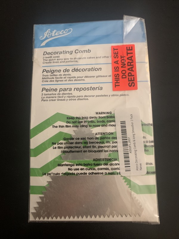 (2 pack) Ateco Decorating Comb, Aluminum, Triangle - 3 3/4 gallery