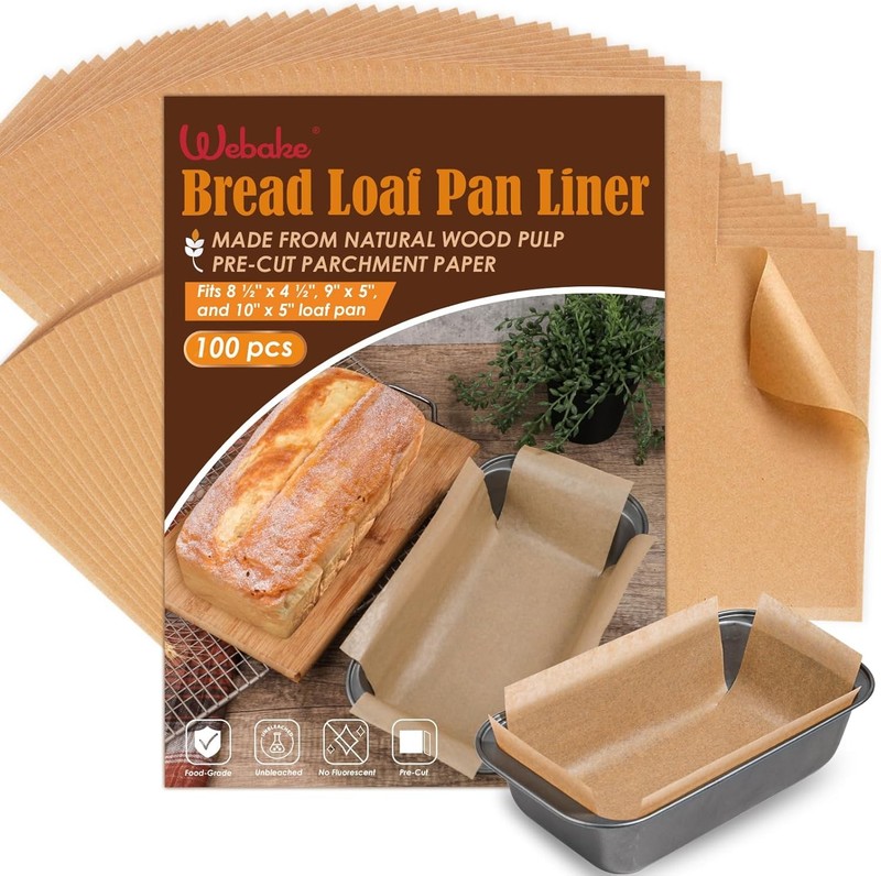 Unbleached Parchment Paper Loaf Pan Liners for Baking Bread 9×5,