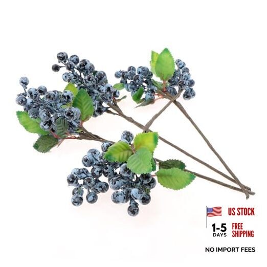 4pcs Artificialberries Fruit Stems Fake Berries Picks Flowers Plant Blue