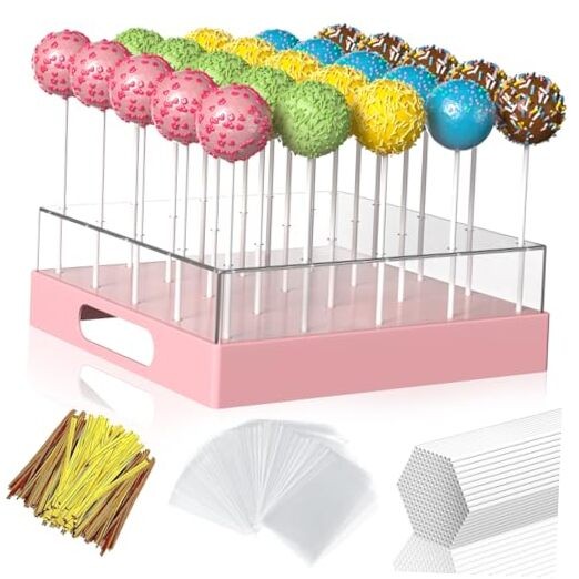 Cake Pop Stand,25 Holes Clear Cake Pops Display Holder,Cake 1-Pack Light Pink