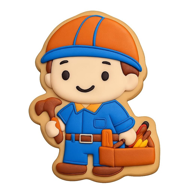 Chibi Carpenter with Toolbox Cookie Cutter & Stamp, Fondant & Clay Cutter - 3x4" gallery