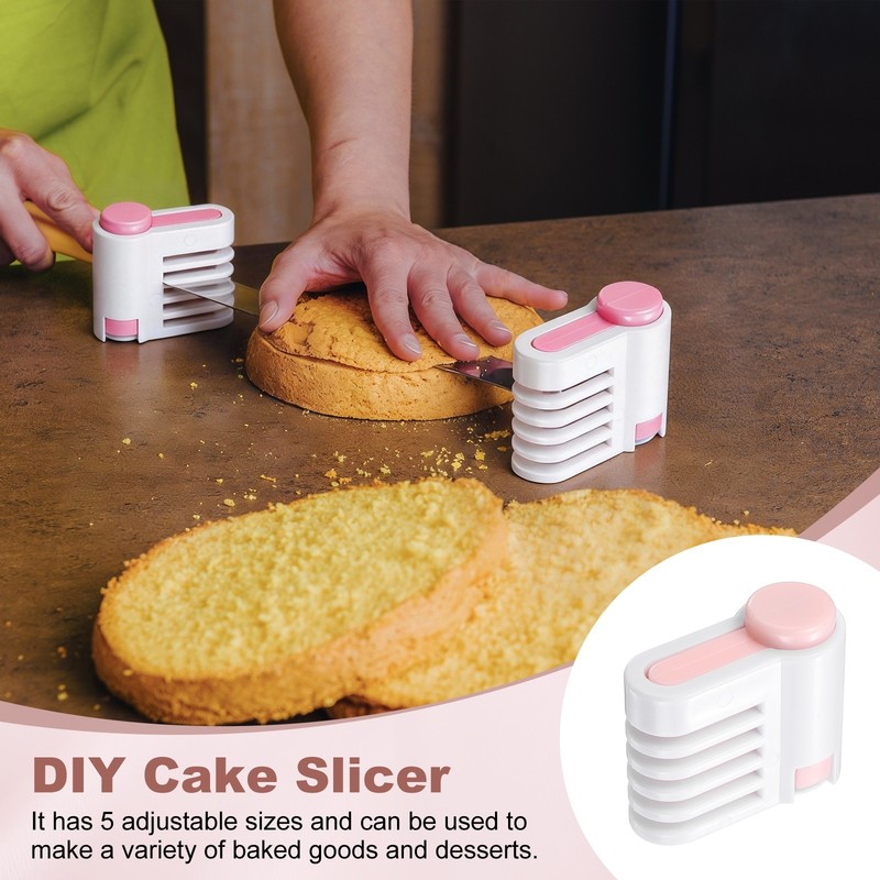 2 Pcs Cake Leveler Slicer, DIY Cake Slicer 5 Layers, Light Pink/Light Green gallery