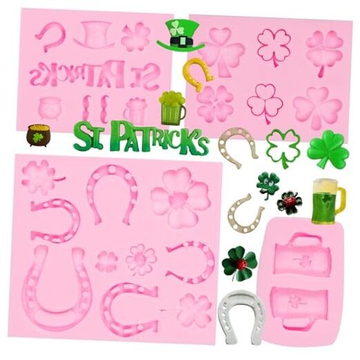 4Pcs St.Patrick’s Day Fondant Molds, Shamrock Shengpa 4Pcs molds(LC103)
