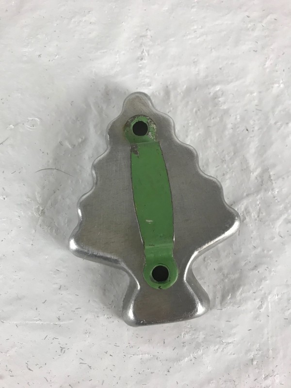 6 vintage Aluminum Green Handle Metal Cookie Cutters Animals, Tree & Man Shape gallery