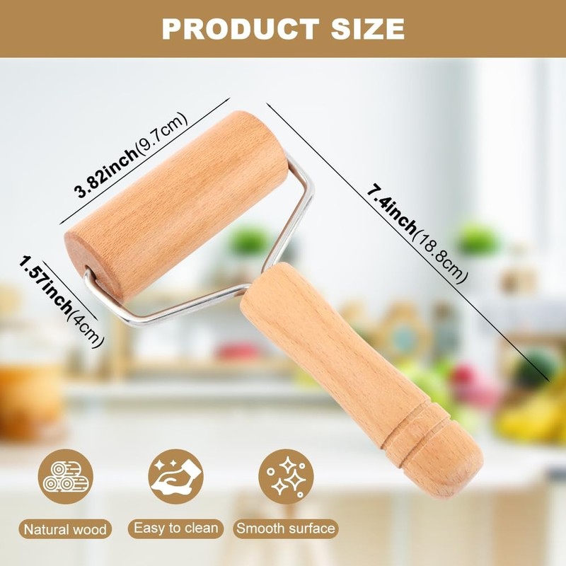 Wood Rolling Pin Pastry Pizza Dough Roller NonStick Pasta Dumpling Baker gallery