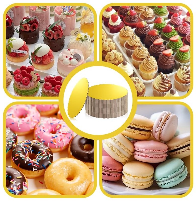 50 PCS 5 Inch Mini Cake Boards Small Round Gold Cardboard Mousse Cake Base gallery