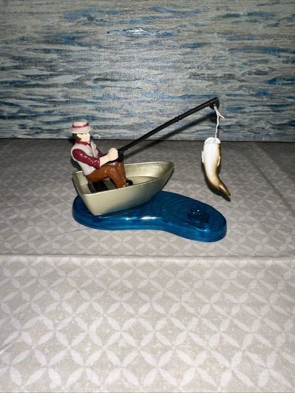 DecoPac Cake Topper Fisherman In Boat Vintage 2002 Magnetic Fish gallery