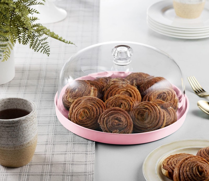 Cake Stand, Cake Plate Server with Dome, Metal Serving Tray and Shaterproof A... gallery