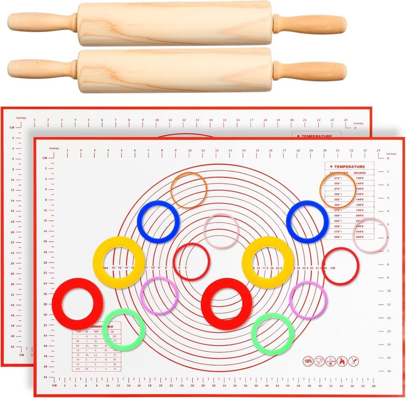20 Pcs Rolling Pin Set Include 2 Classic Wood Dough Rollers 16 Adjustable gallery