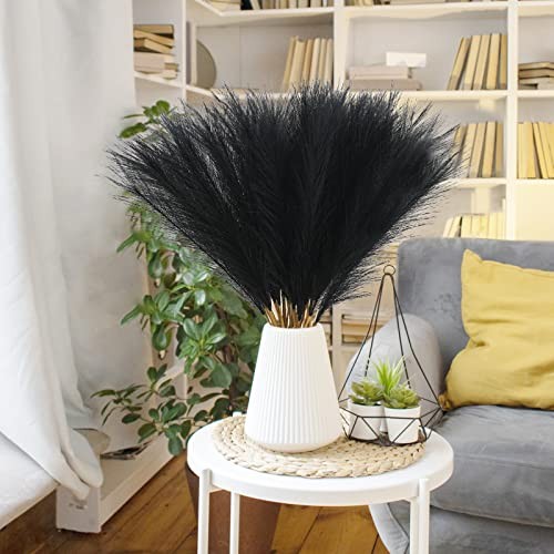 50pcs Faux Pampas Grass, 21.6" Short Artificial Pompous Grass 50 PCS Black gallery