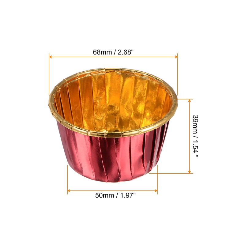 Red Gold Cupcake Cups, 50pcs Aluminum Foil Standard Cupcake Liners gallery