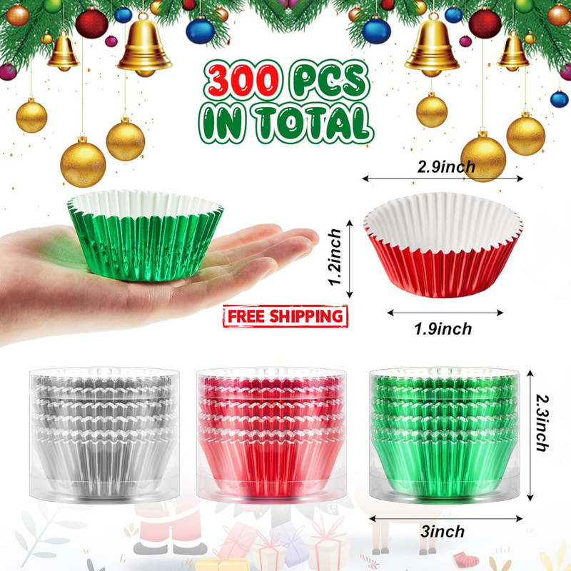 Mumufy 300 Count Foil Cupcake Liners 2 Inch Wrappers Paper Bake Set Muffin for gallery