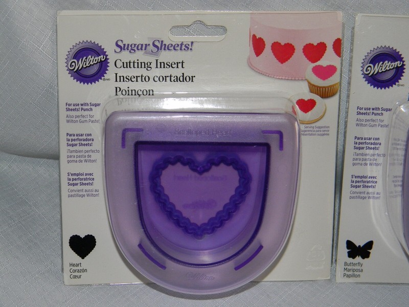 Wilton Sugar Sheets Cutting Insert Lot of 3 Heart Leaf Butterfly ~NEW~ gallery