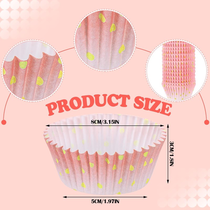 300 PCS Pink Nonstick Cupcake Liners Rose Gold Paper Baking Wrappers Cups gallery