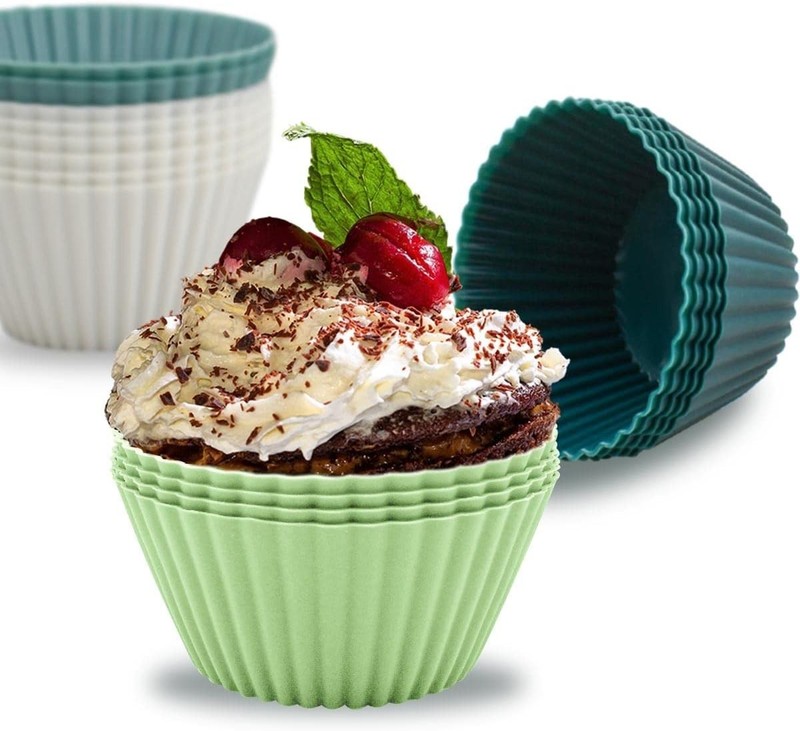 24 Pack Silicone Baking Cups Reusable Muffin Liners Non-Stick Cup Cake Molds ... gallery